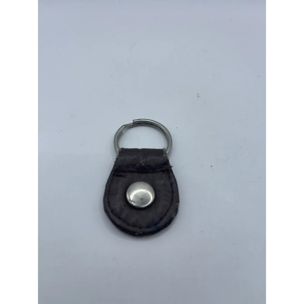 Vintage Brown Leather Button Keychain‎
